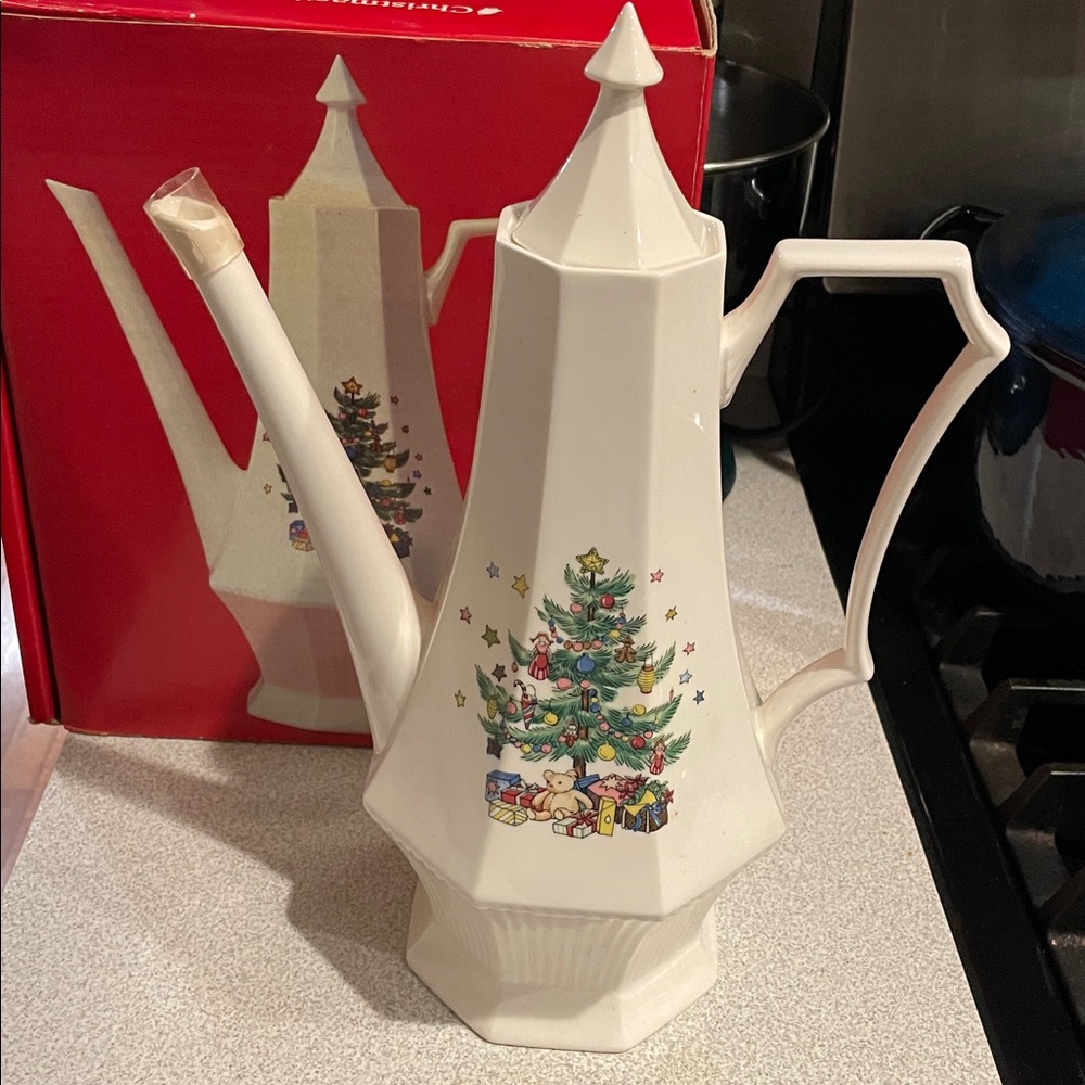 NIKKO vintage ChristmasTime Coffee Pot NIB